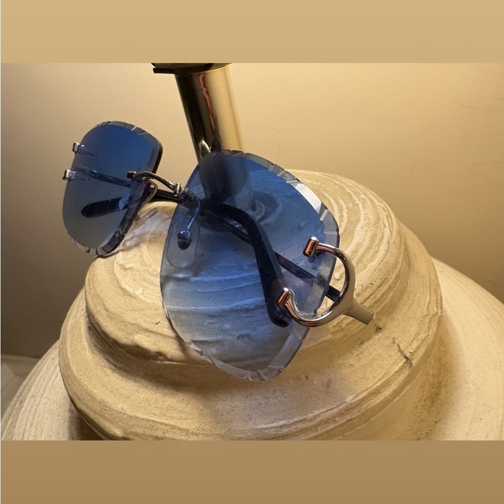 Cartier Blue Rimless Sunglasses